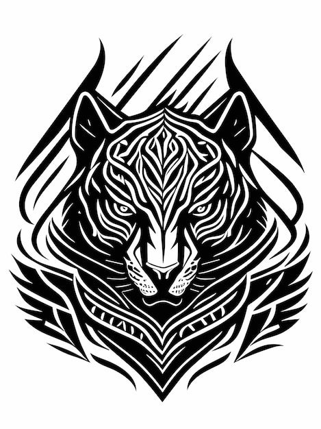 een vector tijgerhoofd silhouet mythologie logo monochrome ontwerp stijl kunstwerk illustratie