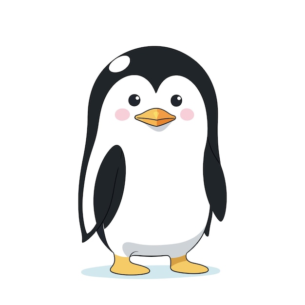 Een vector van een schattige pinguïn in zwart-wit kleurende transparante witte achtergrond