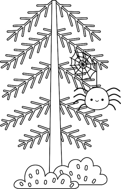 een vector van een spin in een boom in zwart-witte kleur