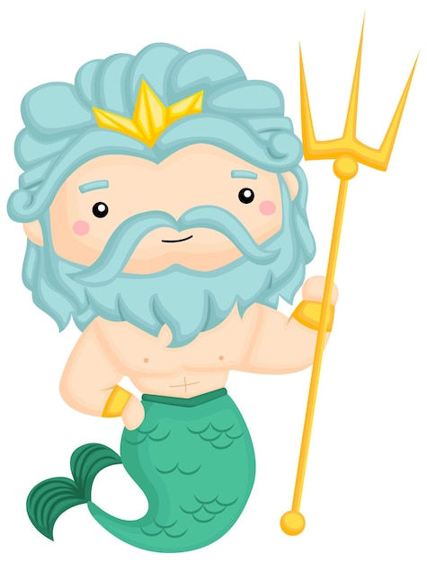 Een vector van poseidon, de god van de zee