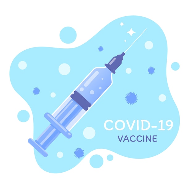 Een verpleegsterspuit met een covid-19-vaccin. Schildconcept tegen de verspreiding van virussen.