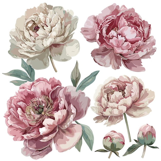 een verzameling bloemen uit de verzameling pioenen