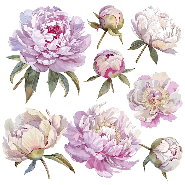 een verzameling bloemen uit de verzameling pioenen