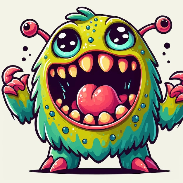 Een verzameling cartoon personages, waaronder monster monster en monster