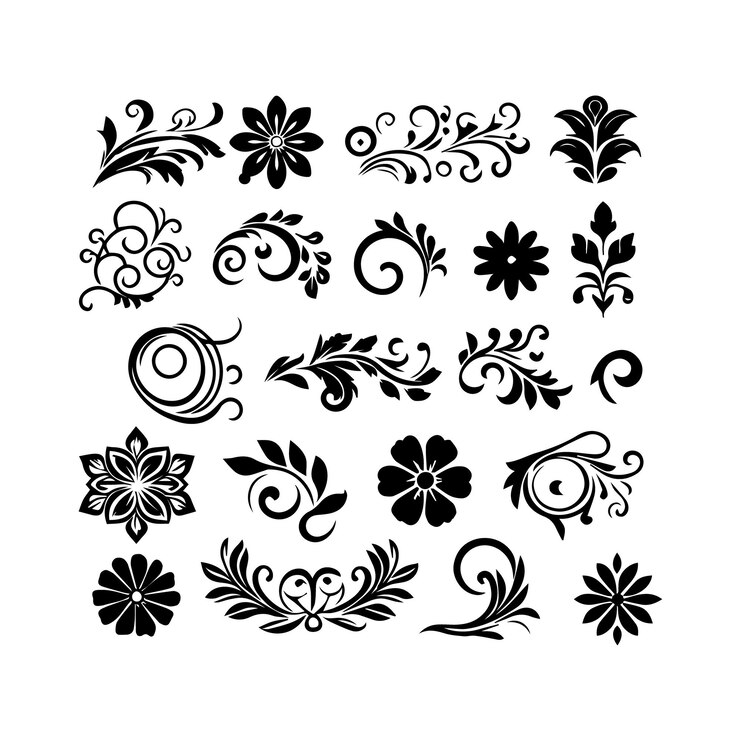 Vector een verzameling eenvoudige bloemen- en sierontwerpen