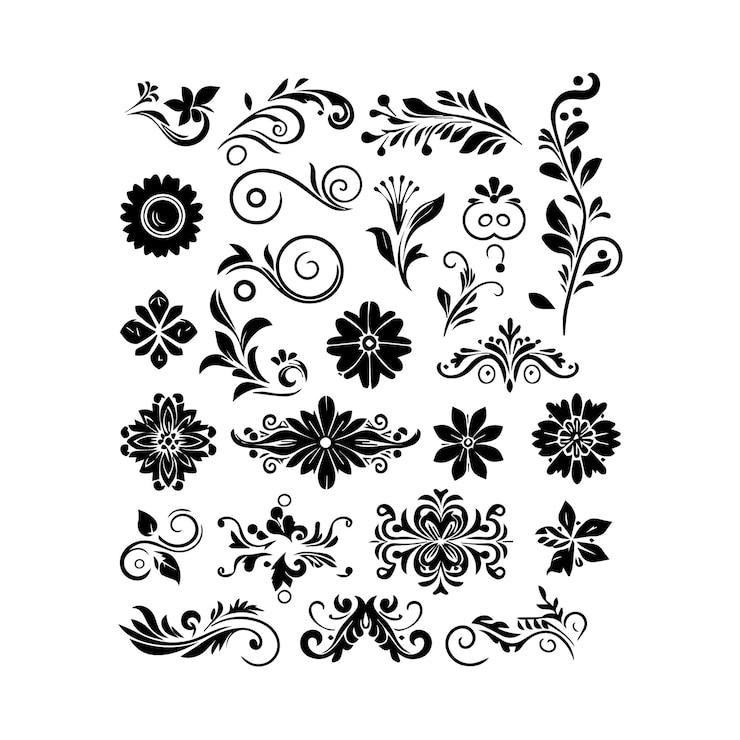Vector een verzameling eenvoudige bloemen- en sierontwerpen