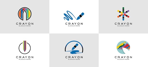 Een verzameling eenvoudige logo-ontwerpen met krijtpictogrammen