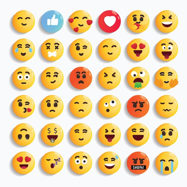 Vector een verzameling emoticons met één spreuk erop