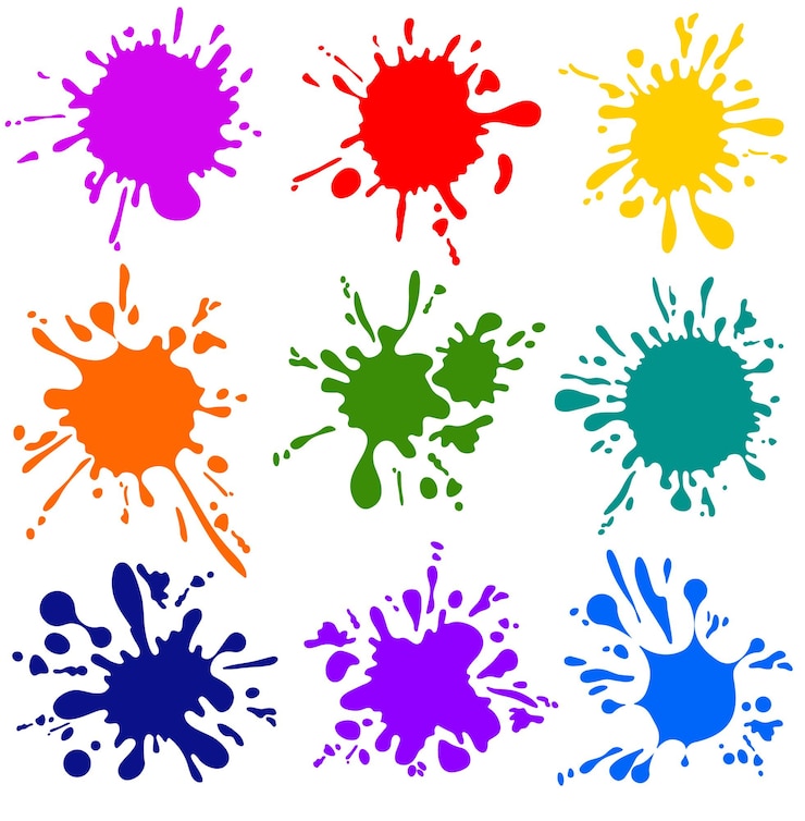 Vector een verzameling gekleurde splashes.