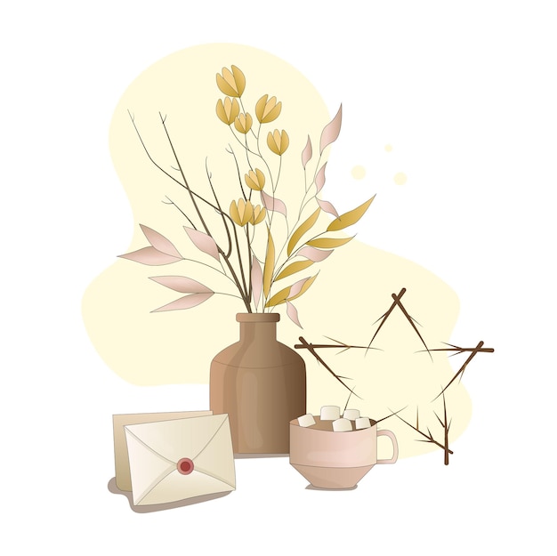 Vector een verzameling gezellige stickers bloemensnoepjes en decorelementen