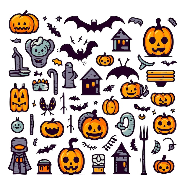 een verzameling halloween-doodle