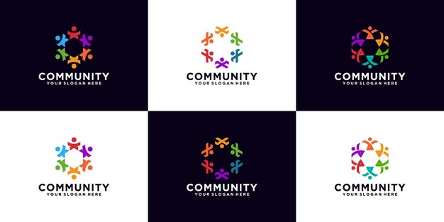 Een verzameling inspiraties voor het ontwerpen van community-logo's met verschillende kleuren