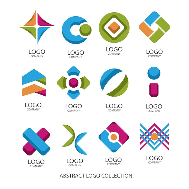 een verzameling logo's, waaronder het logo, de bedrijfsnaam en het logo