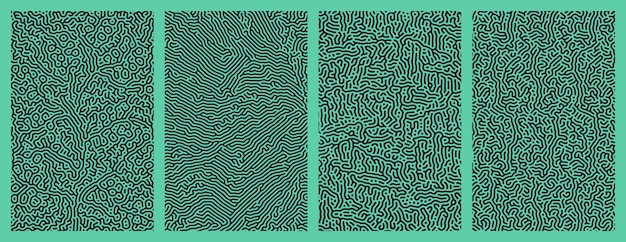 Een verzameling organische Turing abstracte lijnpatronen voor achtergrondontwerp