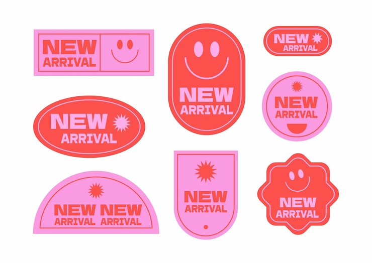Vector een verzameling stickers die nieuwe aankomst cool trendy shopping stickers pack zeggen