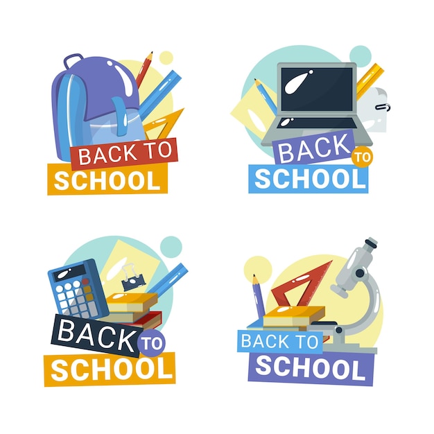 Vector een verzameling stickers met terug naar school erop geschreven