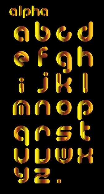 Een verzameling van moderne Engelse alfabet in gouden kleur