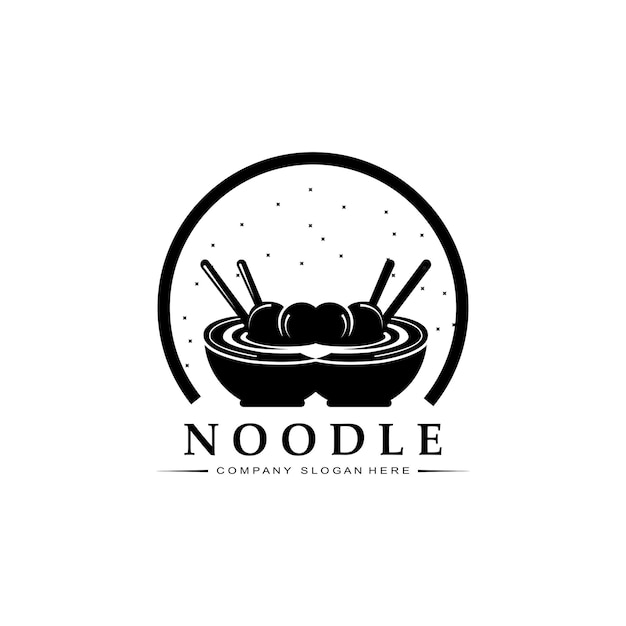 Een verzameling van noedellogo-inspiratie Chinees eten en kom ontwerpsjabloon Retro Concept Illustration