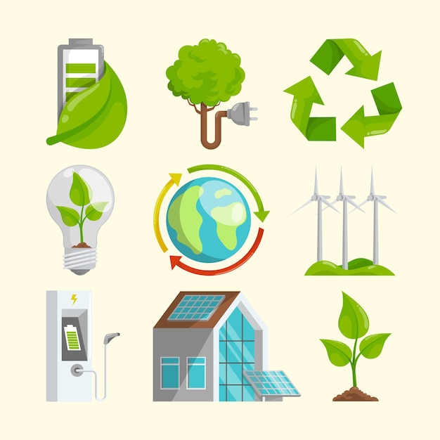 een verzameling van verschillende afbeeldingen van eco-huizen
