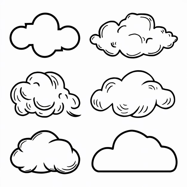Vector een verzameling van verschillende beelden, waaronder een wolk het woord wolk