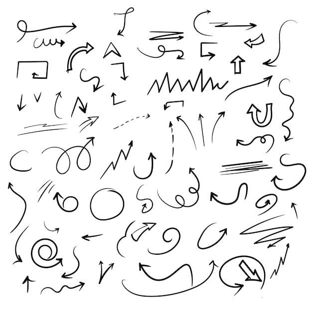 een verzameling van verschillende pijlen scribble ontwerp