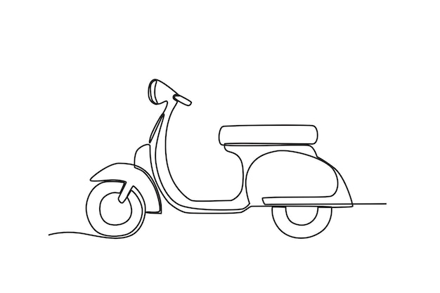 Vector een vespa-motor een lijntekening van een motorfiets