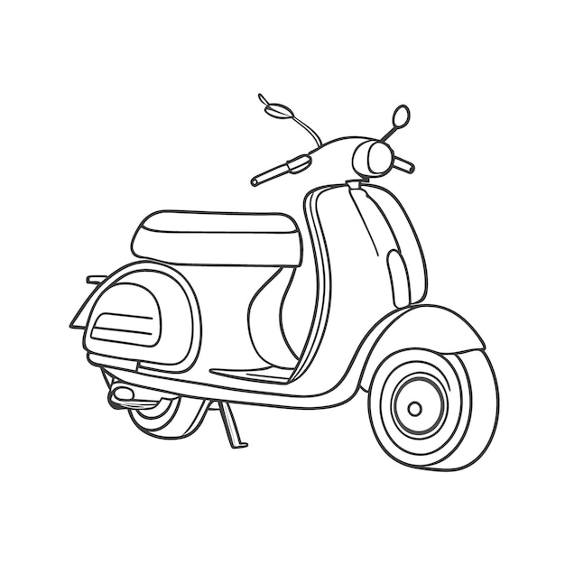 een Vespa vector illustratie lijnkunst