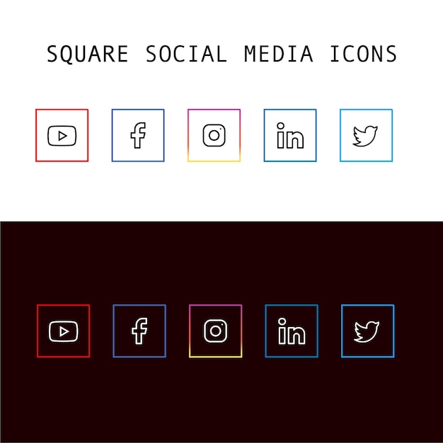Vector een vierkante social media iconen met de woorden 