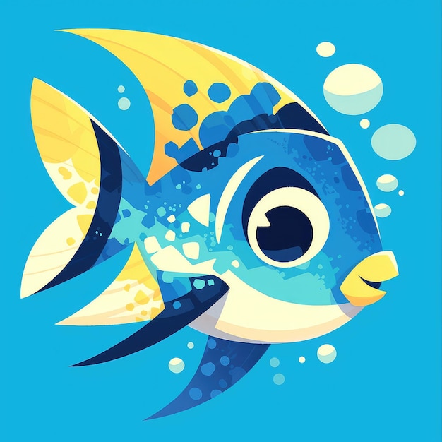 Een vis is duiken in cartoon stijl.