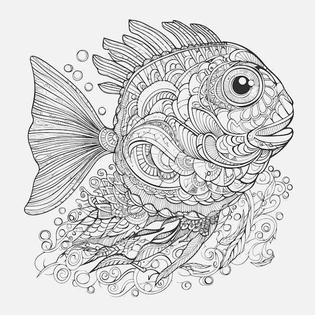 Vector een vis met een patroon erop en de woorden vis.