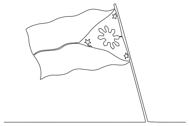 Een vlag die de Filippijnse onafhankelijkheid symboliseert Filippijnse onafhankelijkheidsdag oneline-tekening