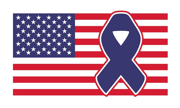 Een vlag met een lint waarop kanker staat.
