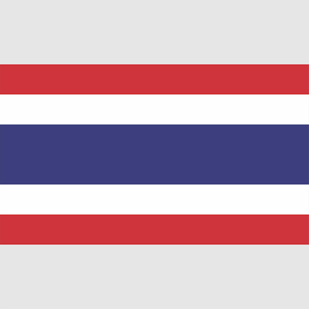 Een vlag van thailand met een blauwe streep waarop thailand staat.