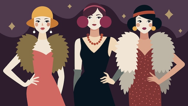 Vector een vleugje retro glam met sequined flapper jurken en bont stolen die herinneren aan de s hollywood