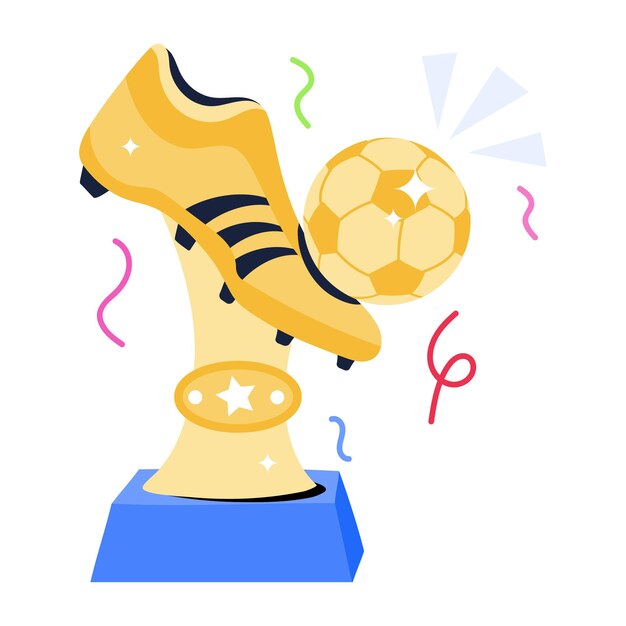 Een voetbaltrofee plat stickerpictogram