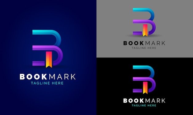 Een volledige illustratie van het logo van de letter B Letter B logo blauw logo Named Bookmark logo