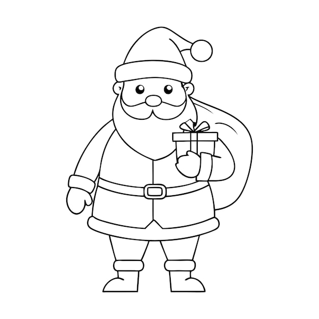 Een vrolijke kerstman met een grote geschenktas klaar om geschenken te bezorgen Perfect voor kinderen