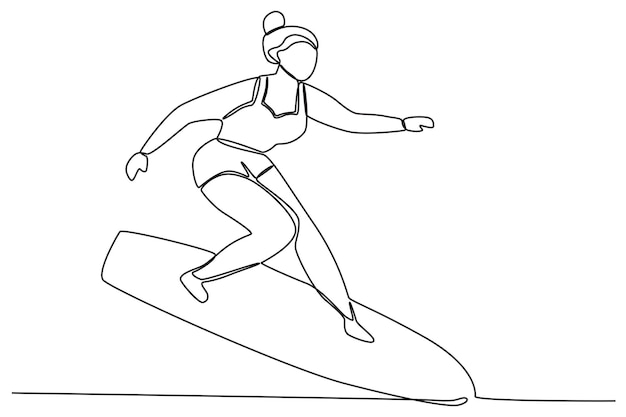 Een vrouw die surft met passie Surfen op één lijn