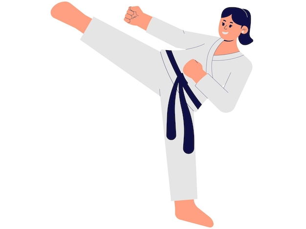 Vector een vrouw die taekwondo-illustratie beoefent