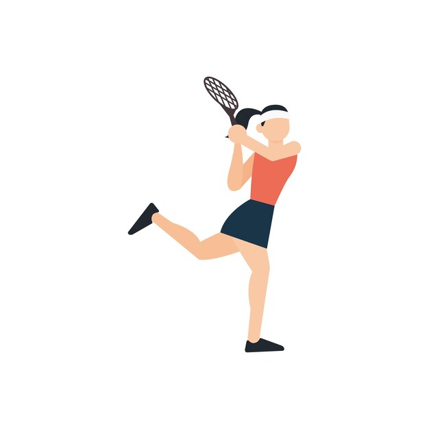 Vector een vrouw die tennis speelt met een racket in haar hand