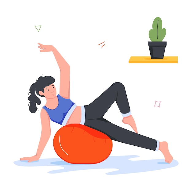 een vrouw doet push-ups op een oefenbal