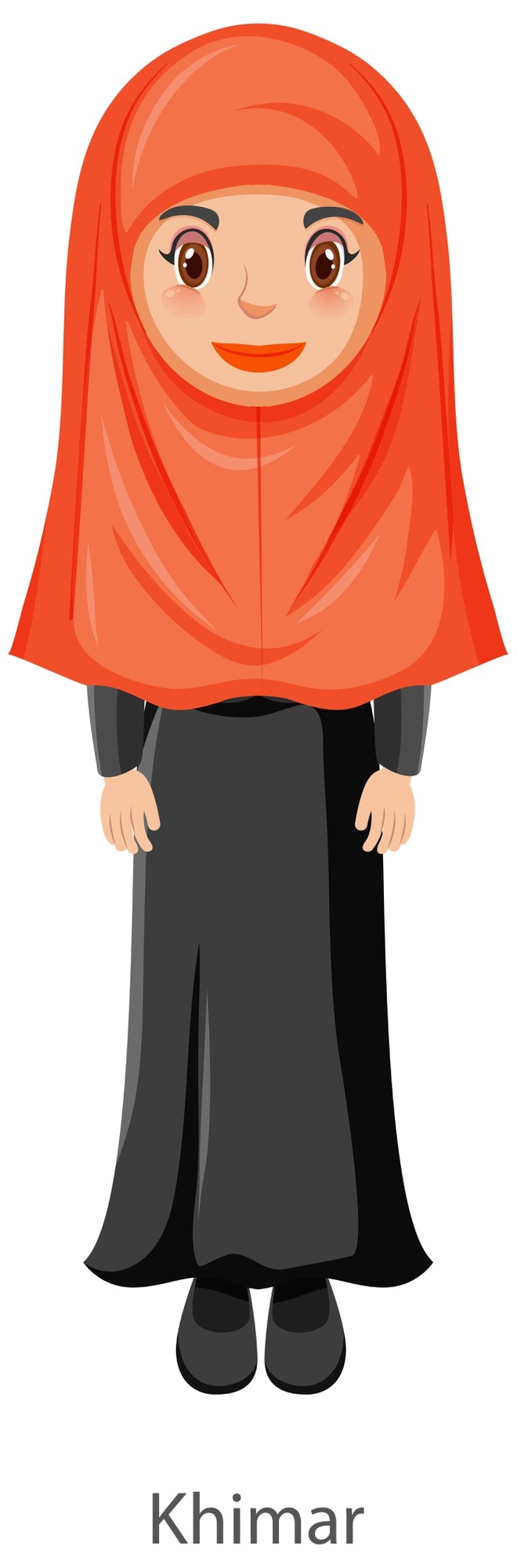 Vector een vrouw draagt een khimar islamitische traditionele sluier stripfiguur