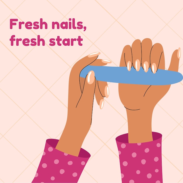 Een vrouw filt haar nagels Vrouwen goed verzorgde handen met nagellak Esthetische cosmetologie