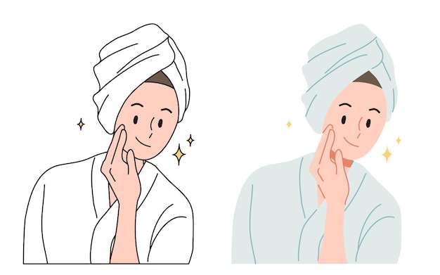 Een vrouw in een toga brengt lotion aan.