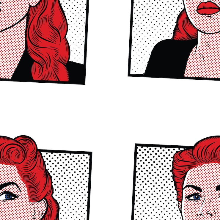 Vector een vrouw met rode lippen en een kruis op haar gezicht