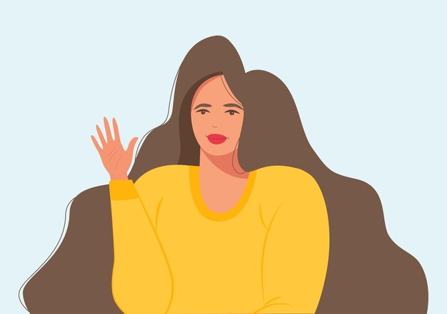 Een vrouw om te begroeten Een jong meisje zwaait en begroet