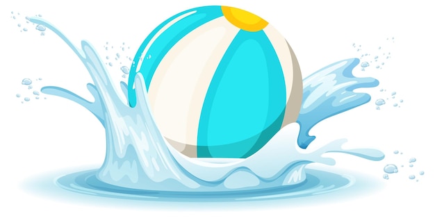 Een waterplons met bal op witte achtergrond