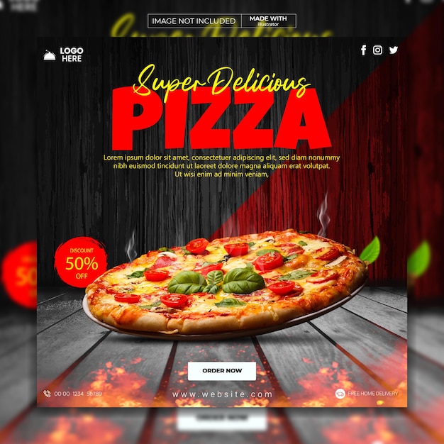 Een website waar pizza op staat