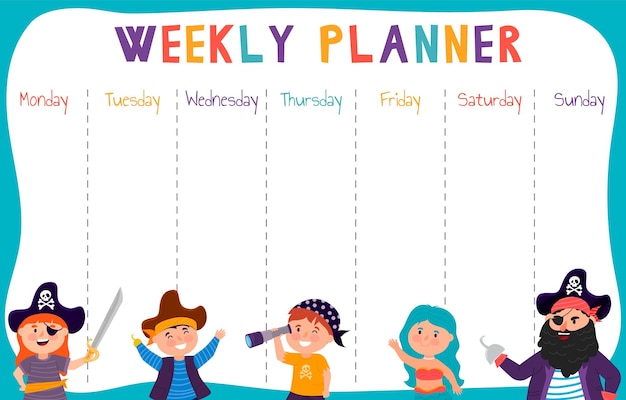 Een weekplanner met een kind erop.