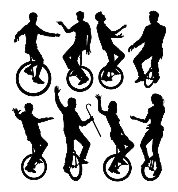 een wiel fiets vintage voertuig silhouet